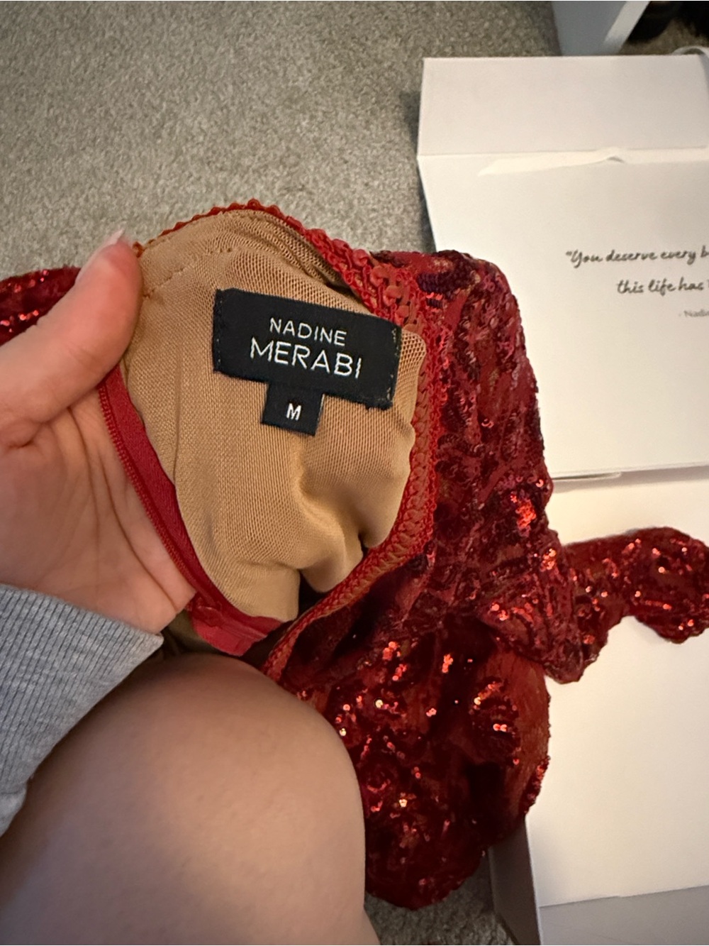 Nadine Merabi red sequin Jumpsuit - Picture 4 of 6
